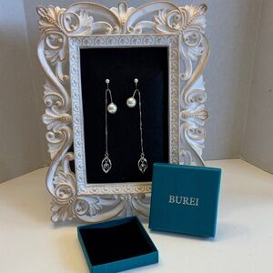 BUREI Pearl Drop Earrings 3.5”